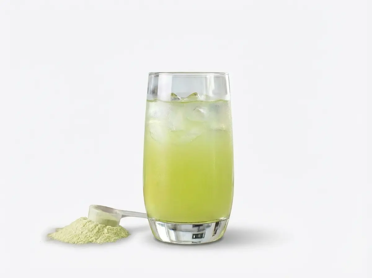 Bild von einem Glas mit Pre-Workout-Booster.