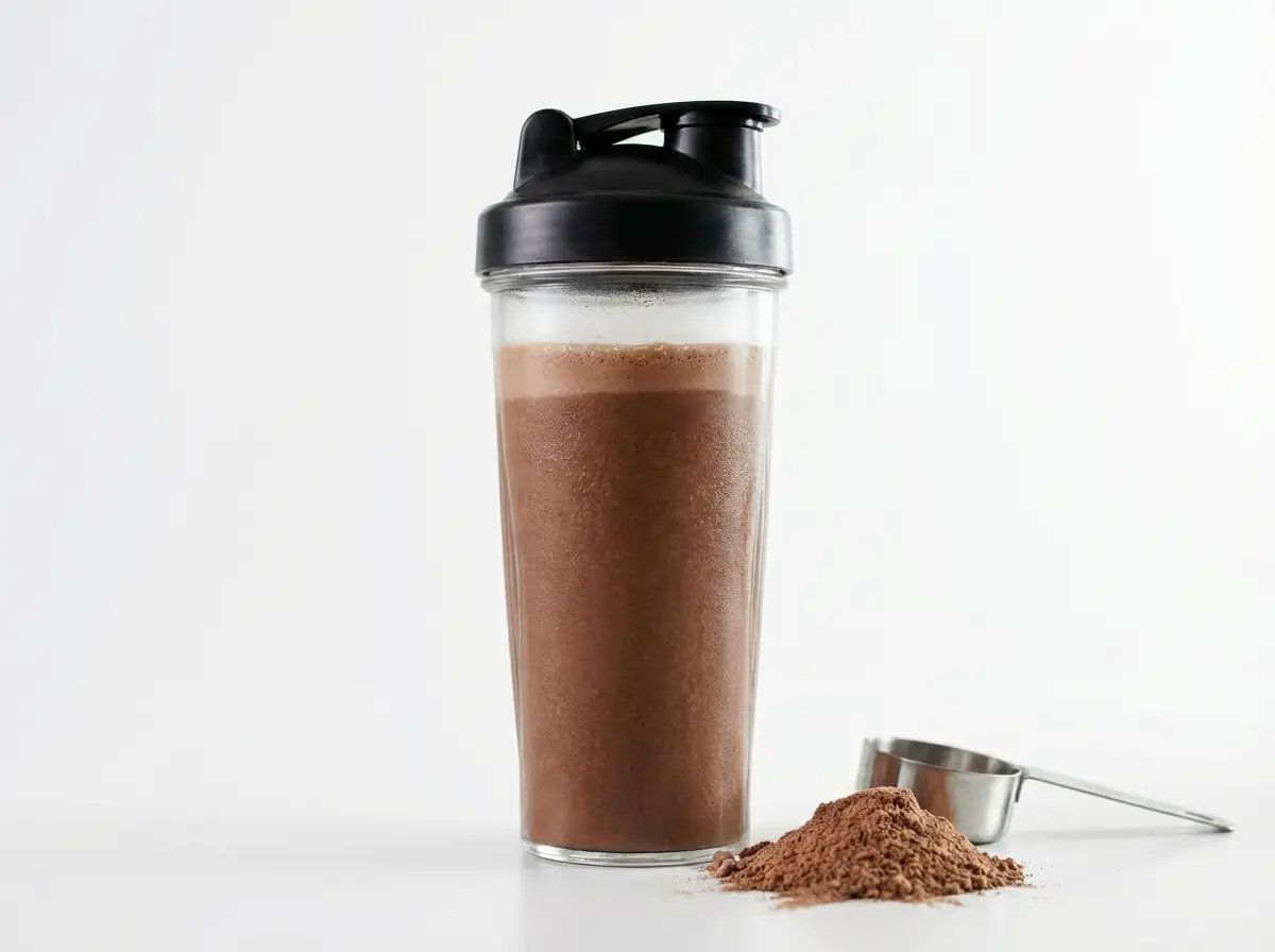 Bild von einem Shaker mit Whey Protein.