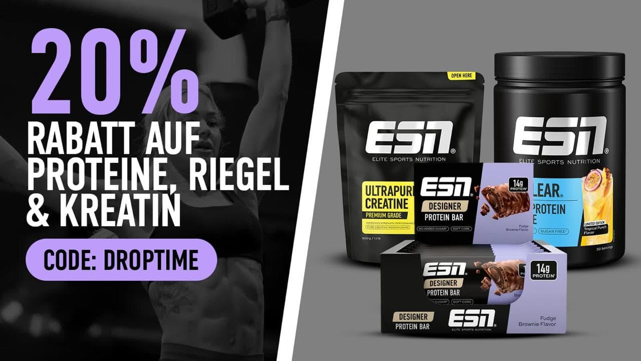 20% auf Proteine, Riegel & Kreatin bei ESN bei ESN