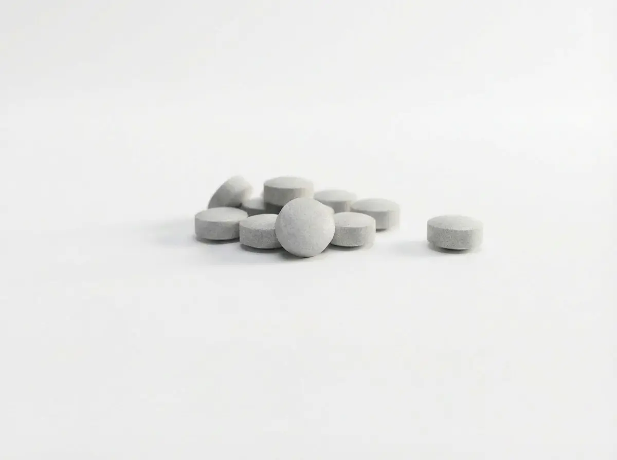 Ein Bild mehrerer Zink-Tabletten.