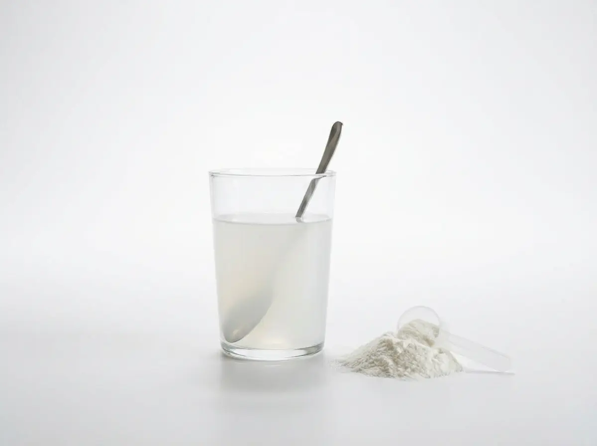 Bild von einem Glas mit Wasser und Kollagen.